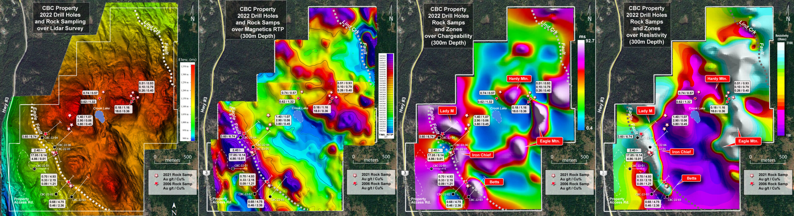 Belmont Resources - CBC Project - 2022 Drill Holes over Geophysics