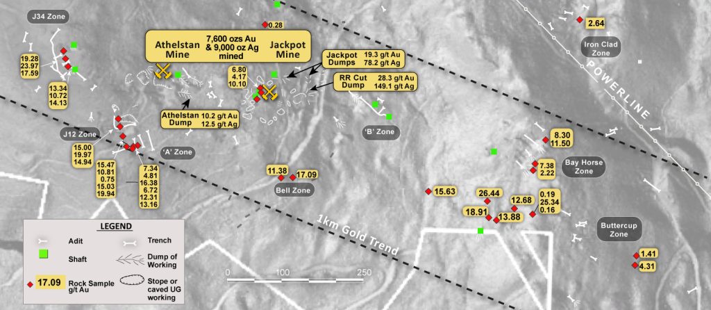 Belmont A-J Gold Project Mineralized Gold Zone