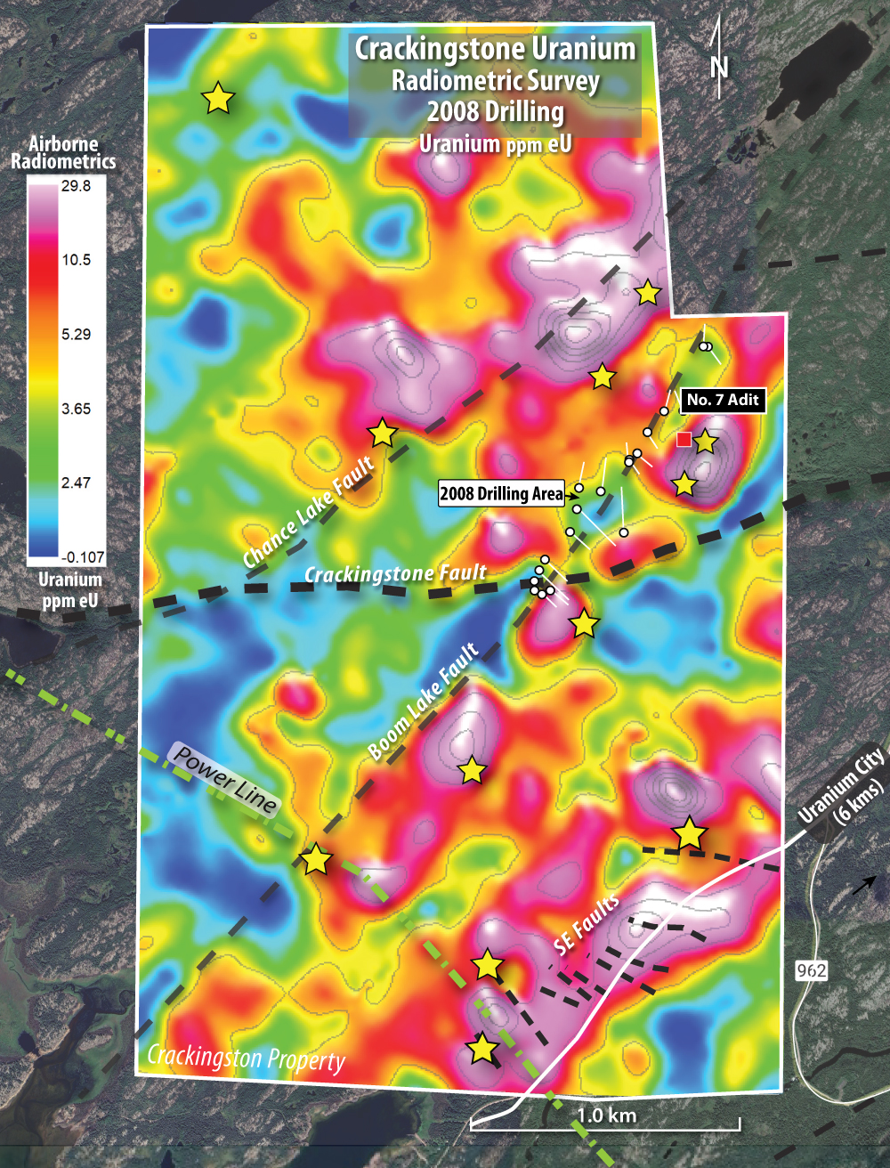 Crackingstone--Drilling-over-Radiometrics-Uranium-ppm-eU Crackingstone--Drilling-over-Radiometrics-Uranium-ppm-eU